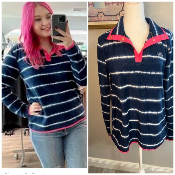 Simply Southern Jackets & Blazers - Simply Southern Fleece Women Pink Blue Tie Dye Top Long Sleeve Medium